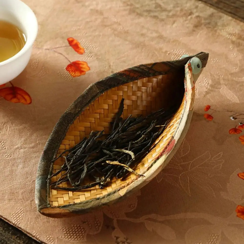 Tea Scoop Coffee Beans Dose Trays Bamboo Woven Cloud Yarn Bean Shovel Scoops Measure Tea Separator Vessel Espresso Kitchen Tools