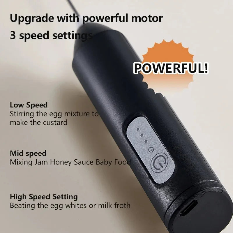 Electric Milk Frother Rechargeable Milk Foam Maker 3 Speeds Coffee Mixer Egg Beater Handheld Foam Maker Tools For Coffee Milk