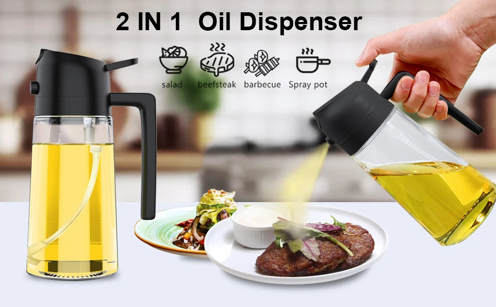 Kitchen Oil Spray Bottle Cooking Olive Oil Sprayer 200/300/500ML Pneumatic Spray Bottle Fitness Barbecue Spray Oil Dispenser