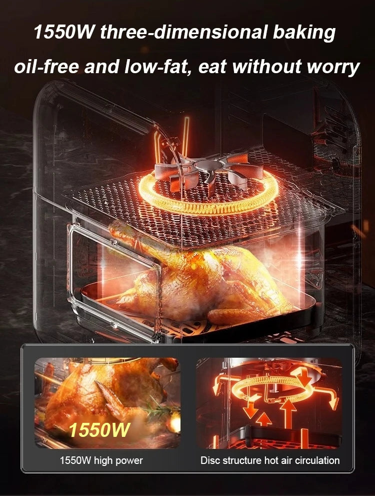2025 6L air fryer large capacity multifunctional air fryer fully automatic all-in-one machine square oil-free Quick Bake Fryer