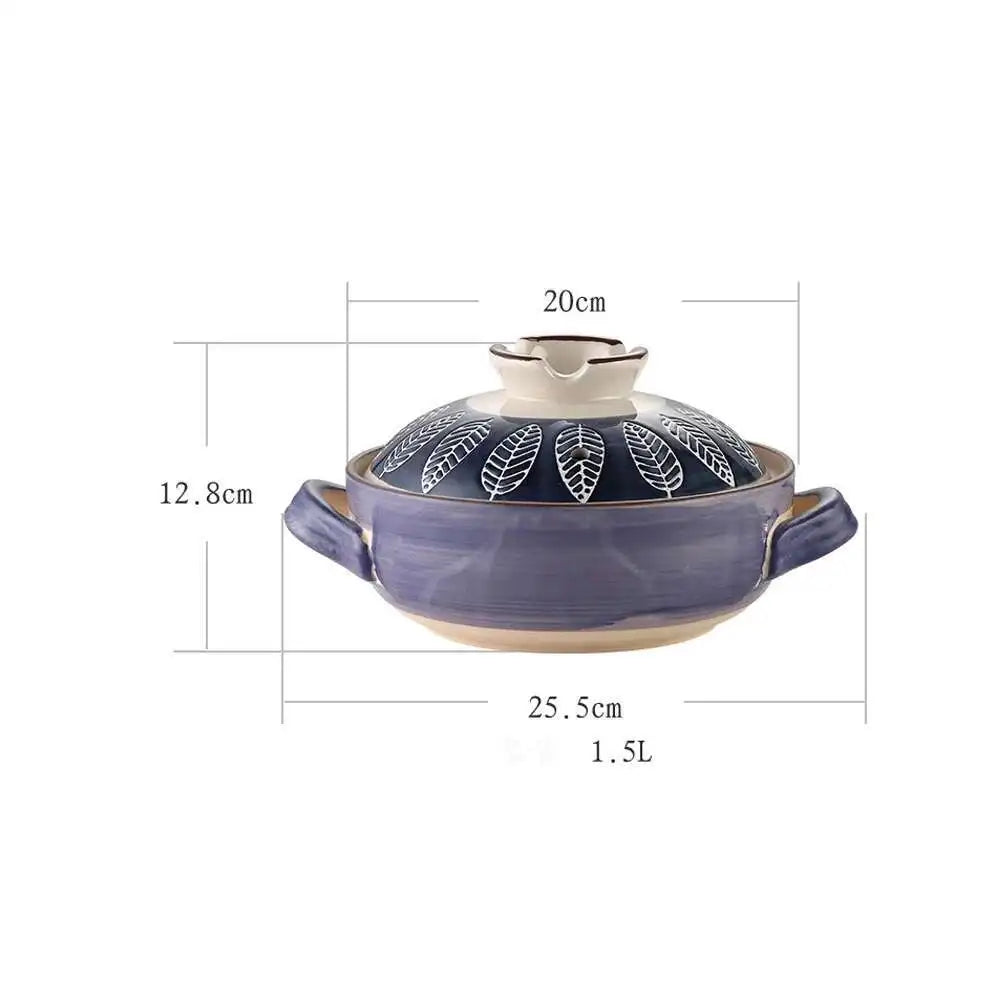 Japanese Retro Cookware Casserole Stew Pan With Cover Ceramic Soup Cooking Boiler Thick Bottom Pots