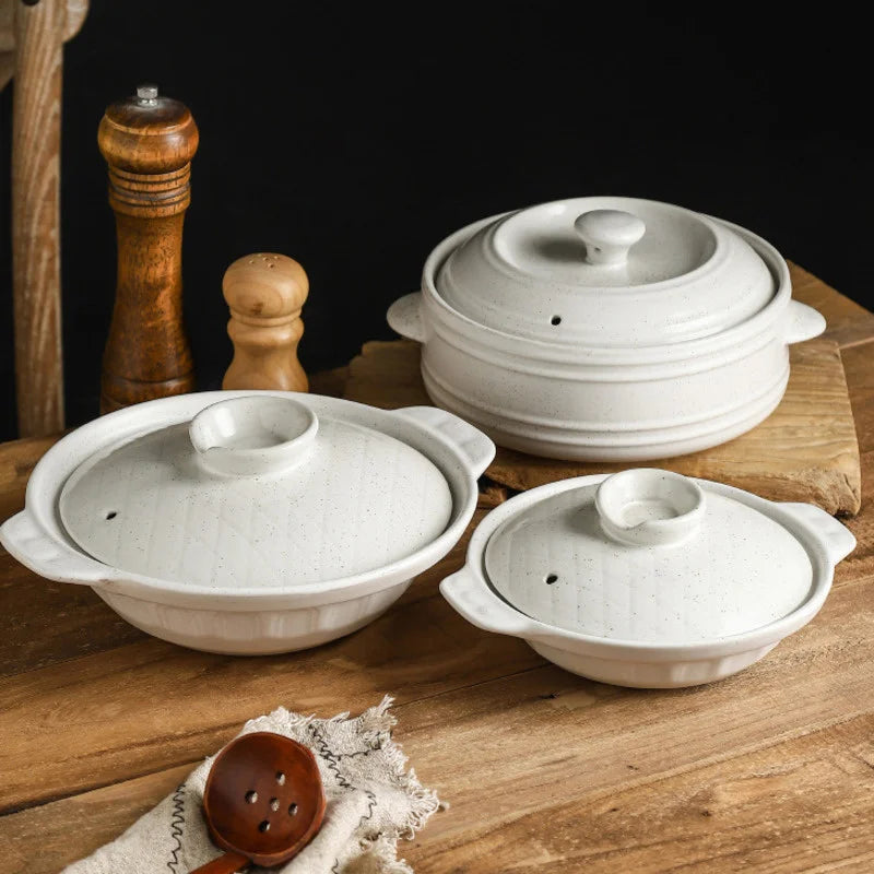 Ceramic Casserole Stew Pot Cooking Gas Earthenware Soup Pots Ceramic Rice Noodle Saucepan Resistant Bibimbap Pot Household
