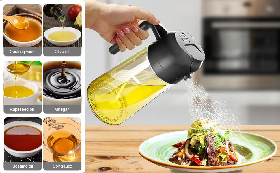 Kitchen Oil Spray Bottle Cooking Olive Oil Sprayer 200/300/500ML Pneumatic Spray Bottle Fitness Barbecue Spray Oil Dispenser