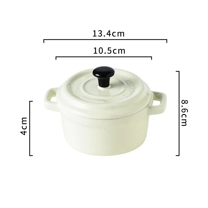 200ML Ceramic Breakfast Bowl Ramekins with Lids Oven Safe Creme Brulee,Mini Casserole Souffle Cover&Handle for French Onion Soup