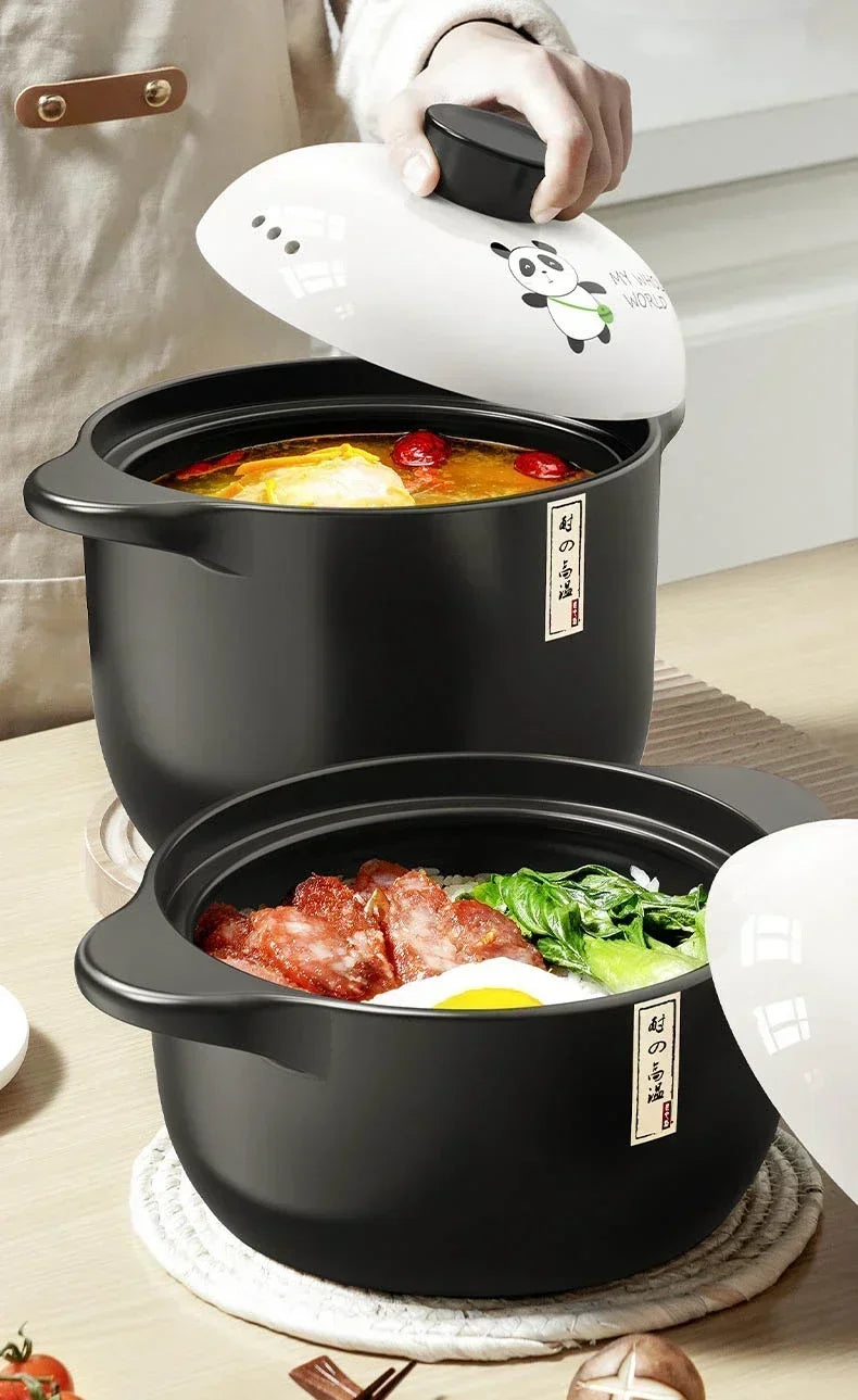 3.3L Stew Pot Casserole Ceramic Saucepan High Temperature Resistant Cooking Pan Gas Electric Stove Cooker for Kitchen Crock Pots