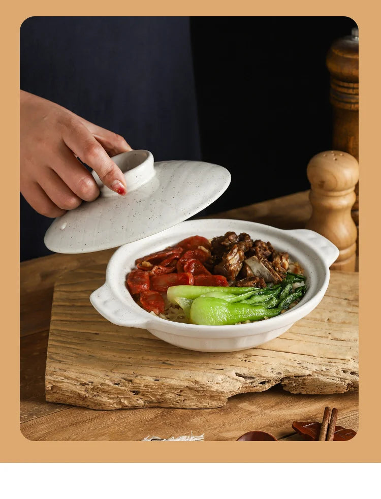 Ceramic Casserole Stew Pot Cooking Gas Earthenware Soup Pots Ceramic Rice Noodle Saucepan Resistant Bibimbap Pot Household