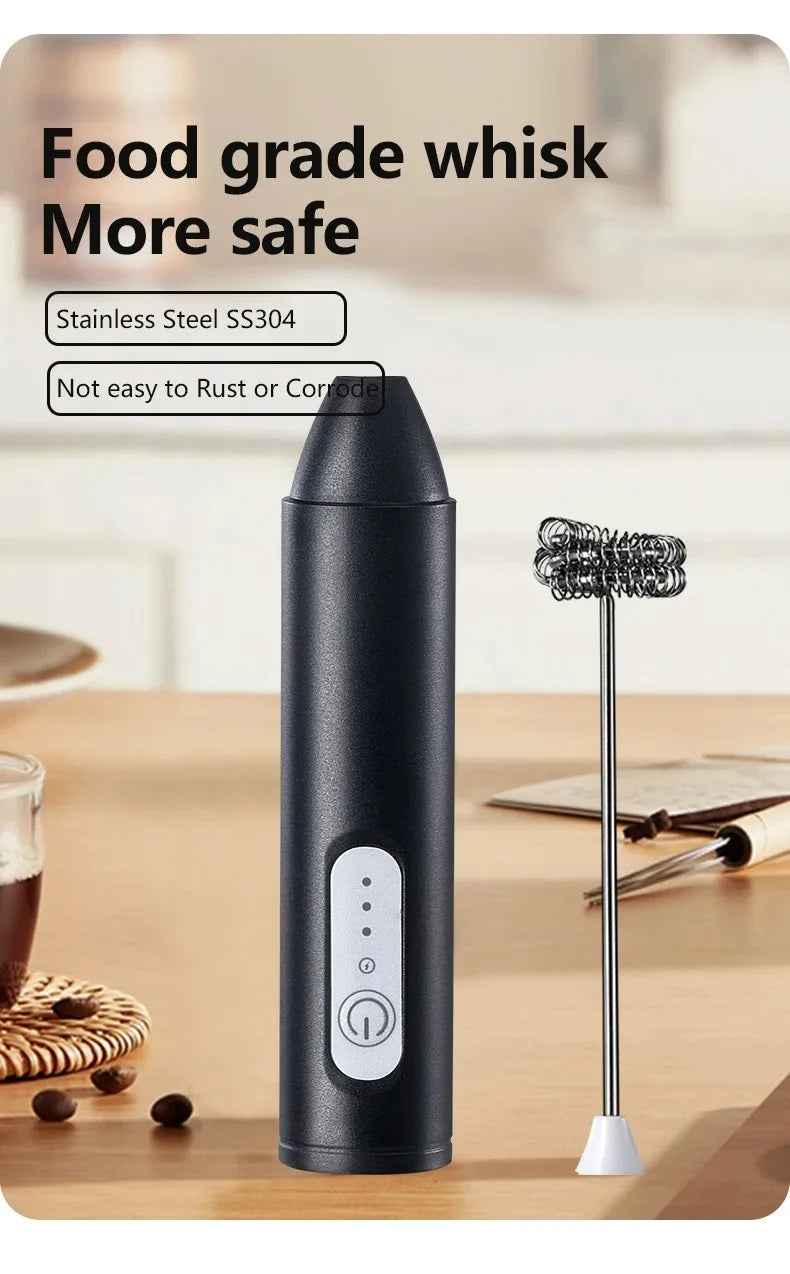 Electric Milk Frother Rechargeable Milk Foam Maker 3 Speeds Coffee Mixer Egg Beater Handheld Foam Maker Tools For Coffee Milk
