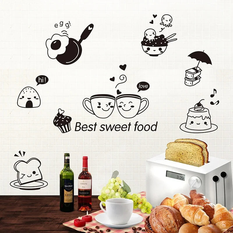 Kitchen Diy Coffee Sweet Food Wall Stickers Wall Art Decal Decoration Oven Dining Hall Wallpapers Decoration