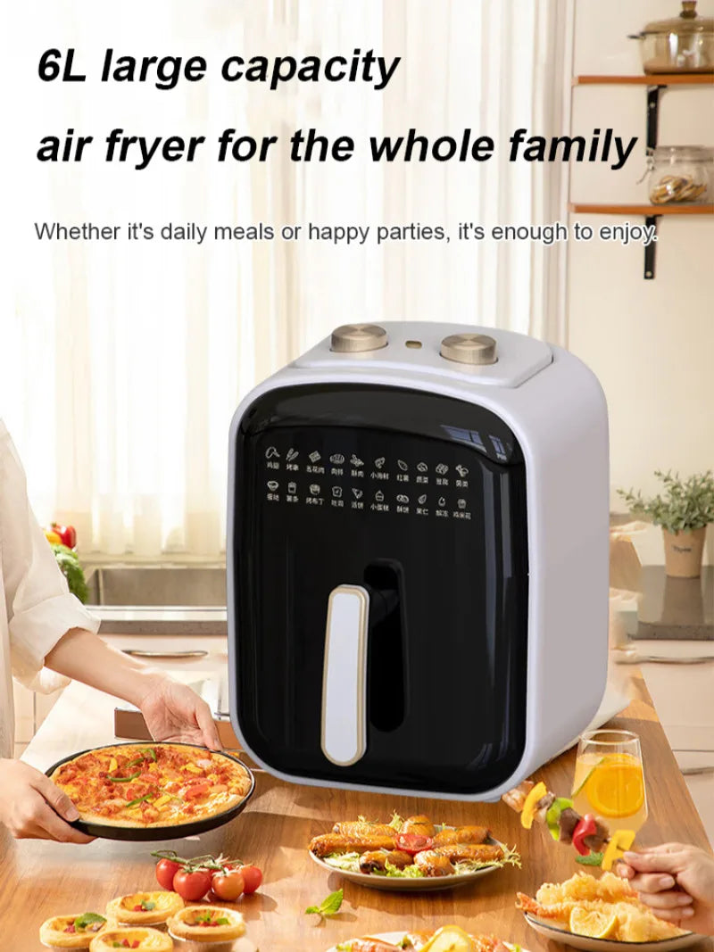 2025 6L air fryer large capacity multifunctional air fryer fully automatic all-in-one machine square oil-free Quick Bake Fryer