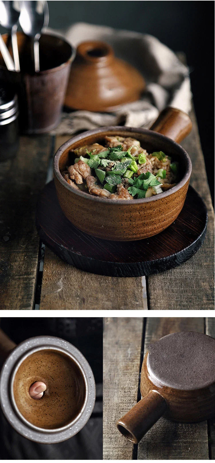 Casserole Hand Stew Bowl With Cover Coarse Pottery Soup Rice Porridge Clay Bowl