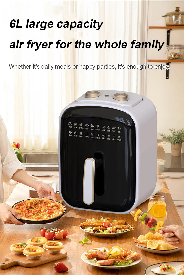 2025 6L air fryer large capacity multifunctional air fryer fully automatic all-in-one machine square oil-free Quick Bake Fryer