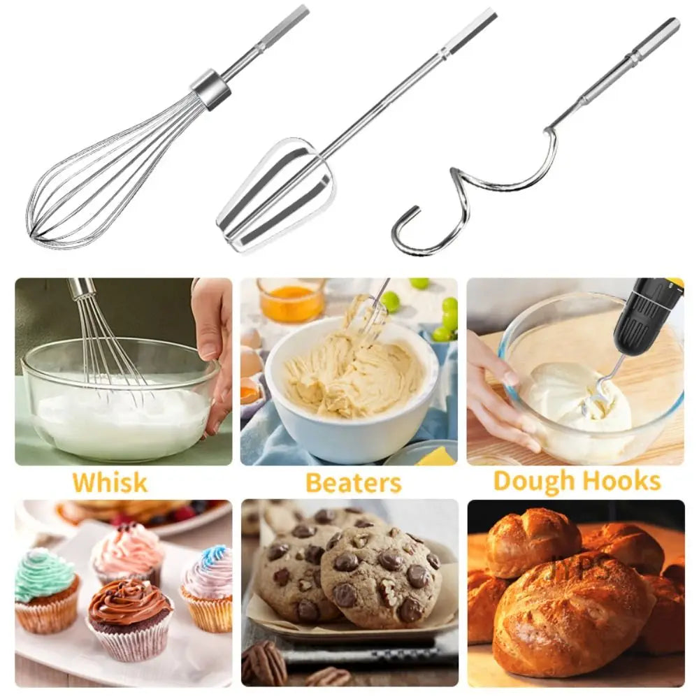 Stainless Steel Egg Beater Mixer For Egg Baking Tools Cream Butter Whisk Mixer Suitable For Electric Drill Kitchen Accessories