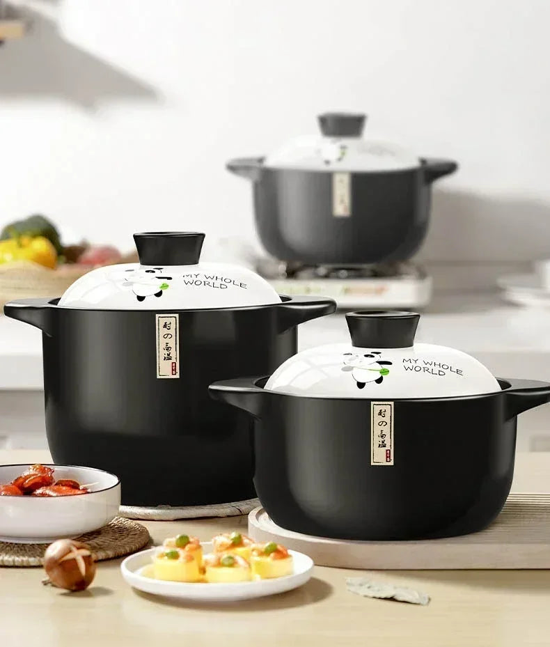 3.3L Stew Pot Casserole Ceramic Saucepan High Temperature Resistant Cooking Pan Gas Electric Stove Cooker for Kitchen Crock Pots
