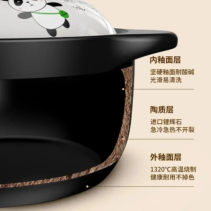 3.3L Stew Pot Casserole Ceramic Saucepan High Temperature Resistant Cooking Pan Gas Electric Stove Cooker for Kitchen Crock Pots