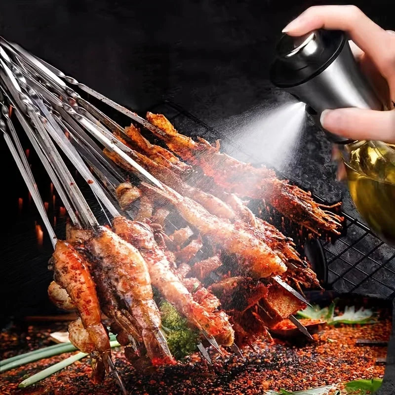 Oil Spray Bottle Perfect for Kitchen Cooking & Air Fryer Bottle Glass Stainless Steel Oil Sprayer Kitchen Gadgets 200ML