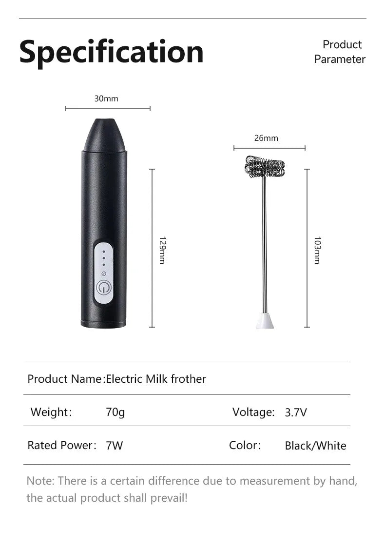 Electric Milk Frother Rechargeable Milk Foam Maker 3 Speeds Coffee Mixer Egg Beater Handheld Foam Maker Tools For Coffee Milk