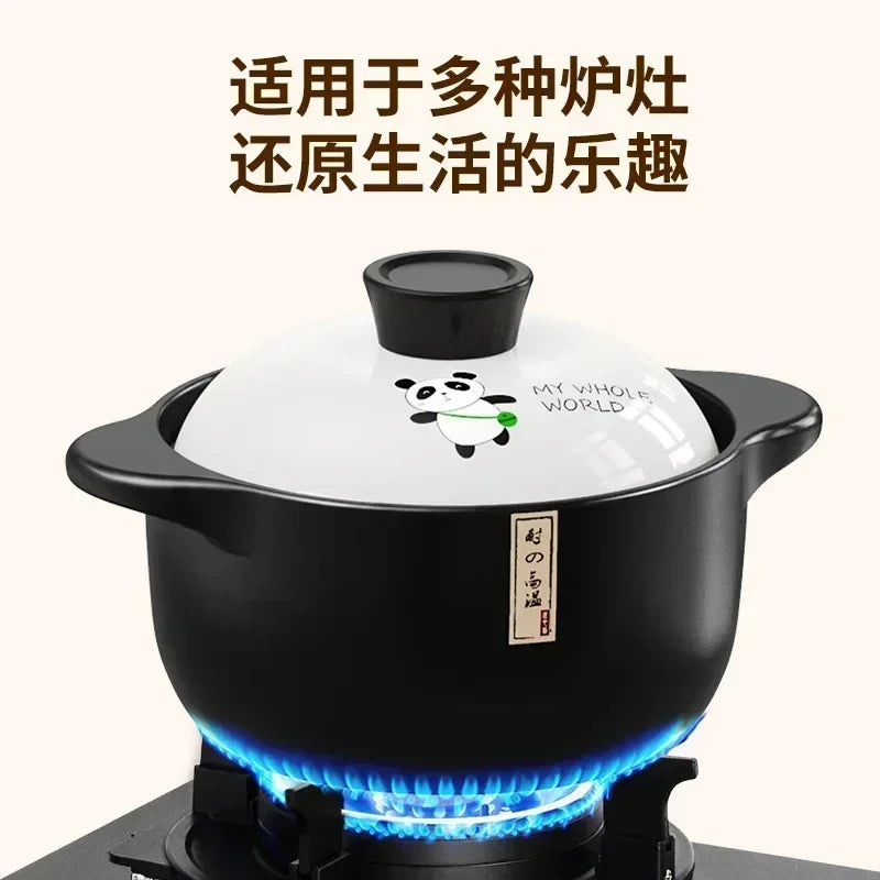 3.3L Stew Pot Casserole Ceramic Saucepan High Temperature Resistant Cooking Pan Gas Electric Stove Cooker for Kitchen Crock Pots