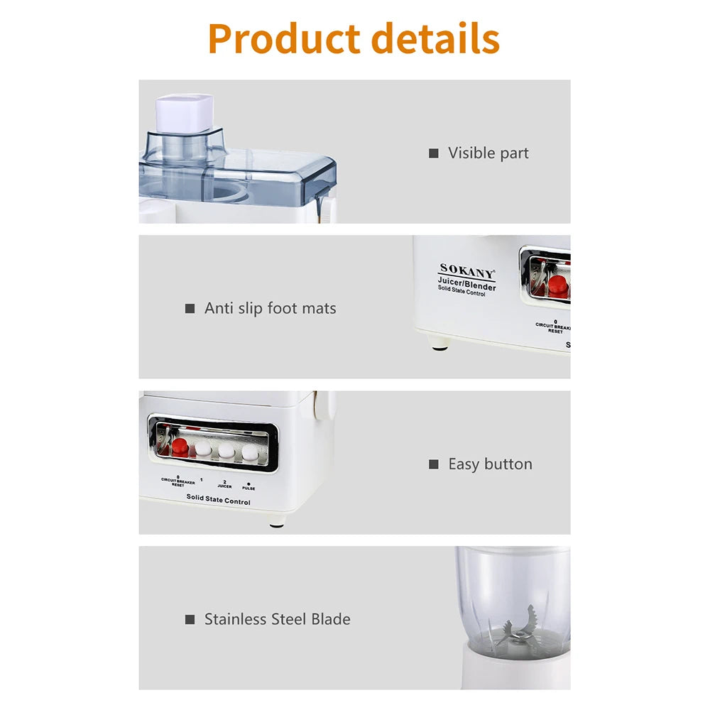 4-in-1 Multi-Purpose Electric Juicer Soybean Grinder Portable with High Juice Yield and Easy To Clean