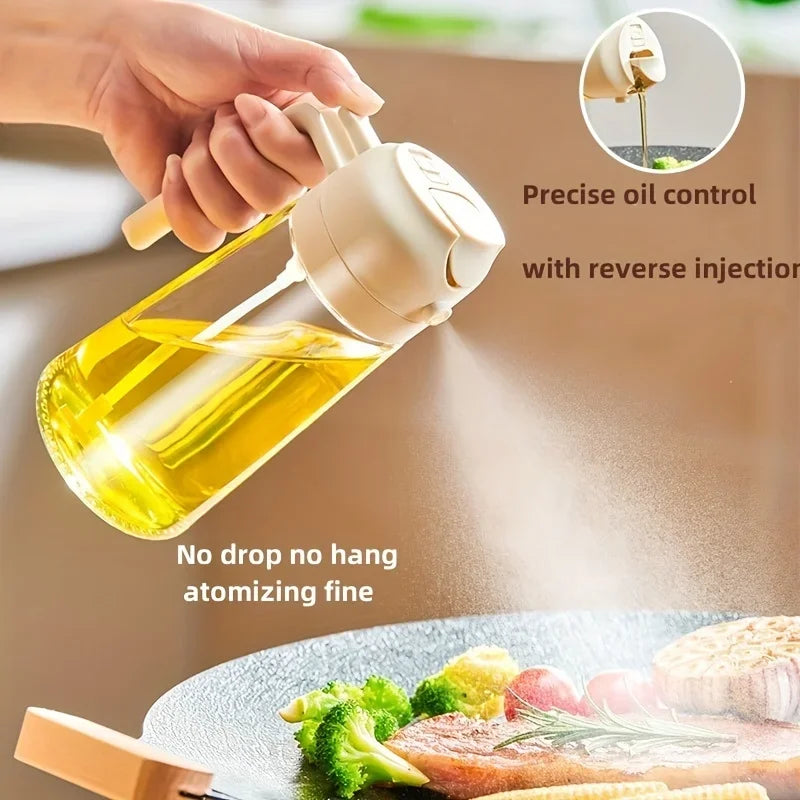 Dual purpose kitchen oil spray can leakproof oil can glass spray bottle kitchen household Plastic or glass bottle body
