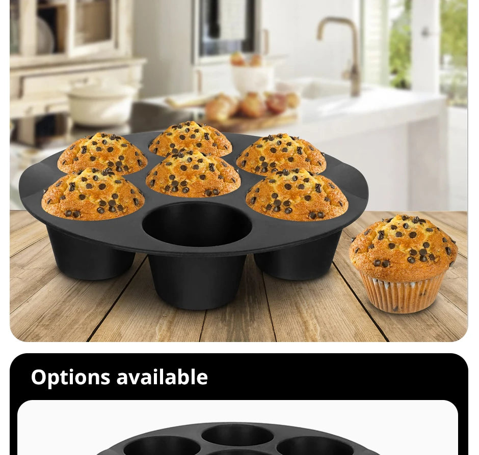 7 Cups Airfryer Silicone Muffin Pan Cupcake Mold for 3.5 to 5.8 L Air Fryer Accessories Non Stick Mini Cake Mould