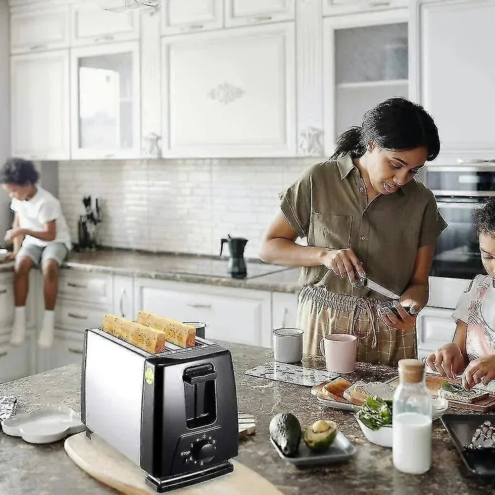 Home toaster 2 stainless steel buns with wider slots toaster, electric toaster for waffles