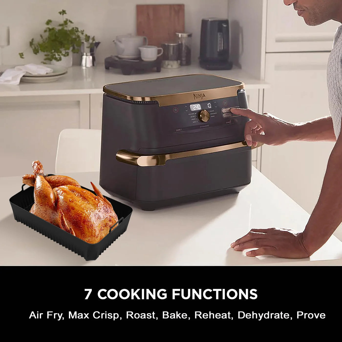 Silicone Air Fryer Tray Silicone Mold For Ninja DZ071/AF500UK Air Fryer Basket Replacement Dishwasher Safe Air Fryer Liners