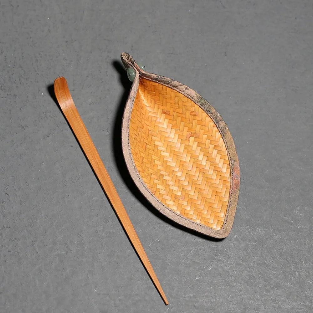 Tea Scoop Coffee Beans Dose Trays Bamboo Woven Cloud Yarn Bean Shovel Scoops Measure Tea Separator Vessel Espresso Kitchen Tools
