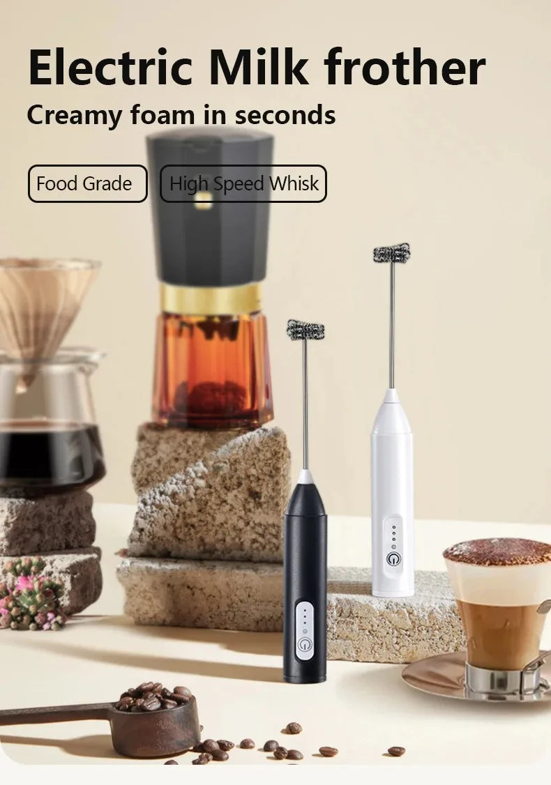 Electric Milk Frother Rechargeable Milk Foam Maker 3 Speeds Coffee Mixer Egg Beater Handheld Foam Maker Tools For Coffee Milk