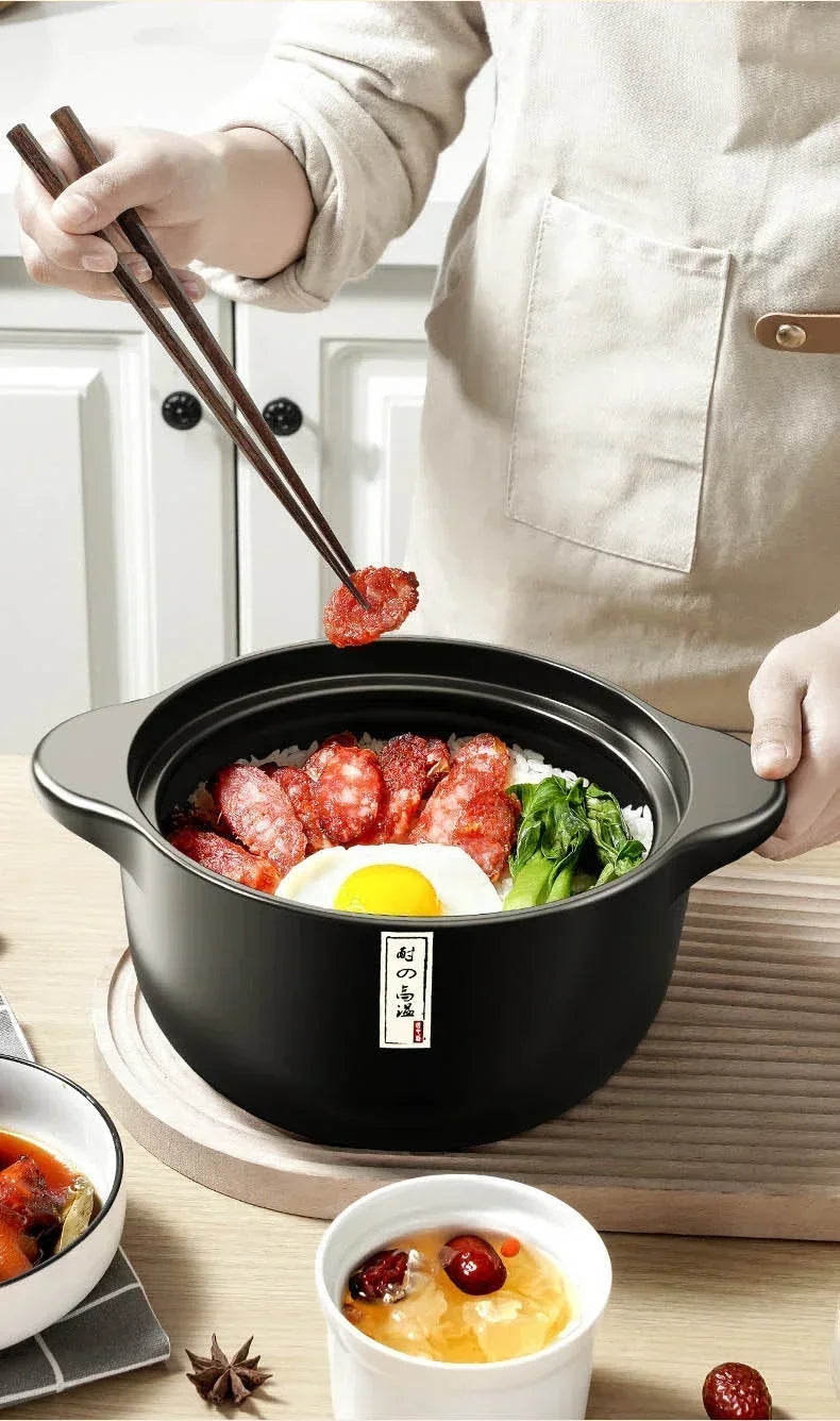 3.3L Stew Pot Casserole Ceramic Saucepan High Temperature Resistant Cooking Pan Gas Electric Stove Cooker for Kitchen Crock Pots