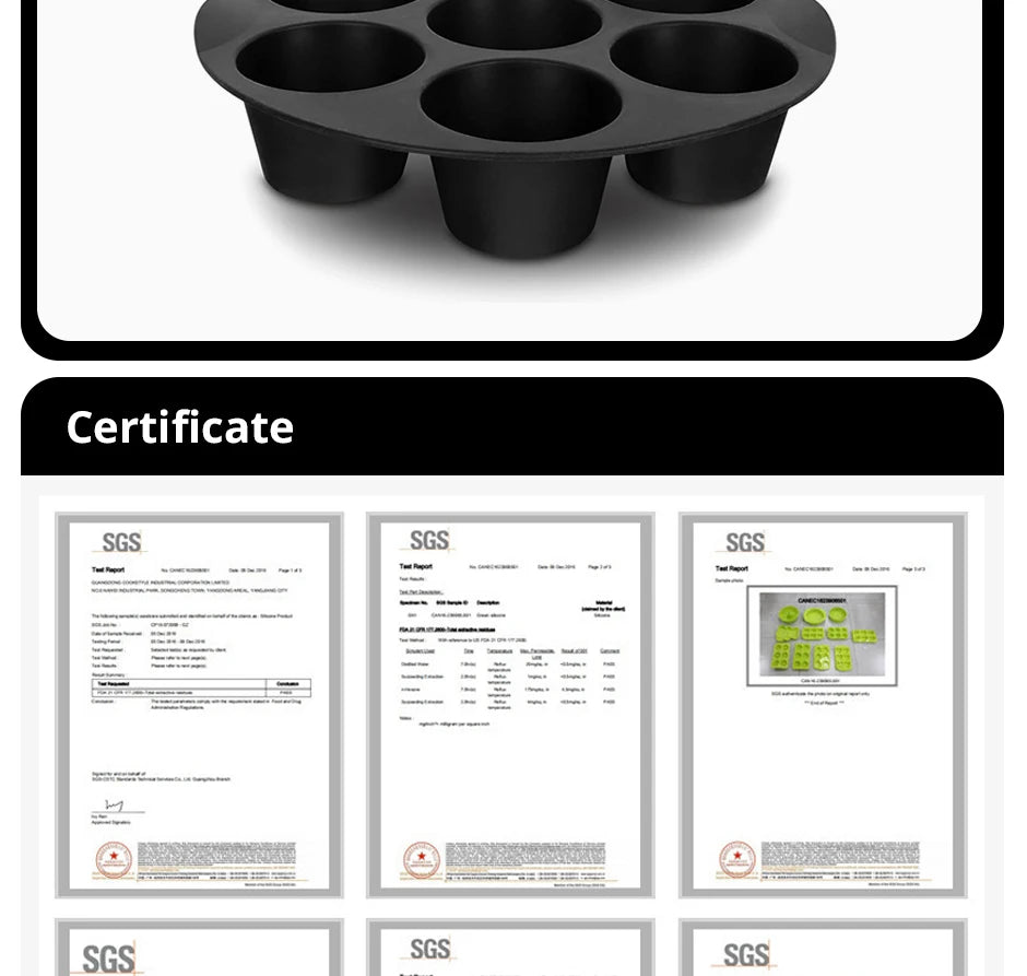 7 Cups Airfryer Silicone Muffin Pan Cupcake Mold for 3.5 to 5.8 L Air Fryer Accessories Non Stick Mini Cake Mould