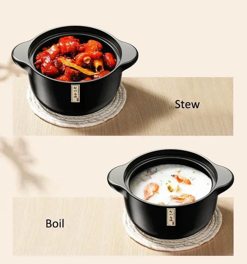 3.3L Stew Pot Casserole Ceramic Saucepan High Temperature Resistant Cooking Pan Gas Electric Stove Cooker for Kitchen Crock Pots