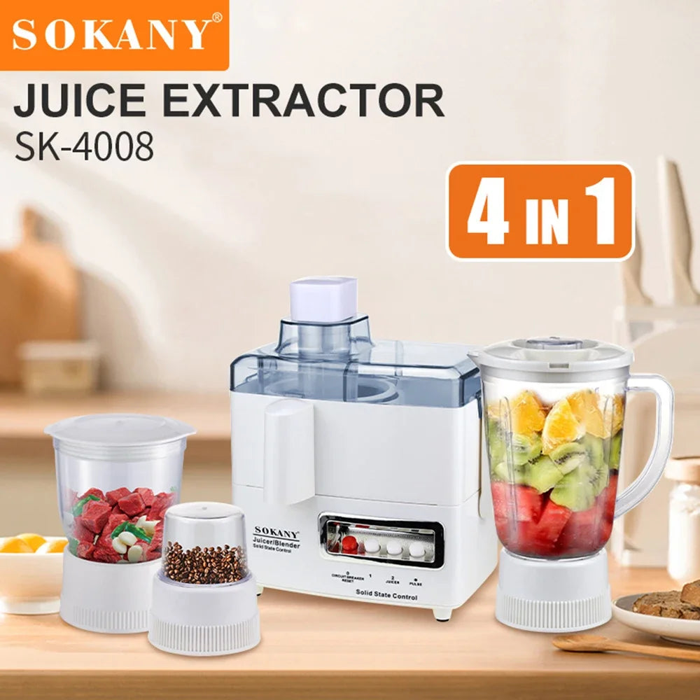 4-in-1 Multi-Purpose Electric Juicer Soybean Grinder Portable with High Juice Yield and Easy To Clean