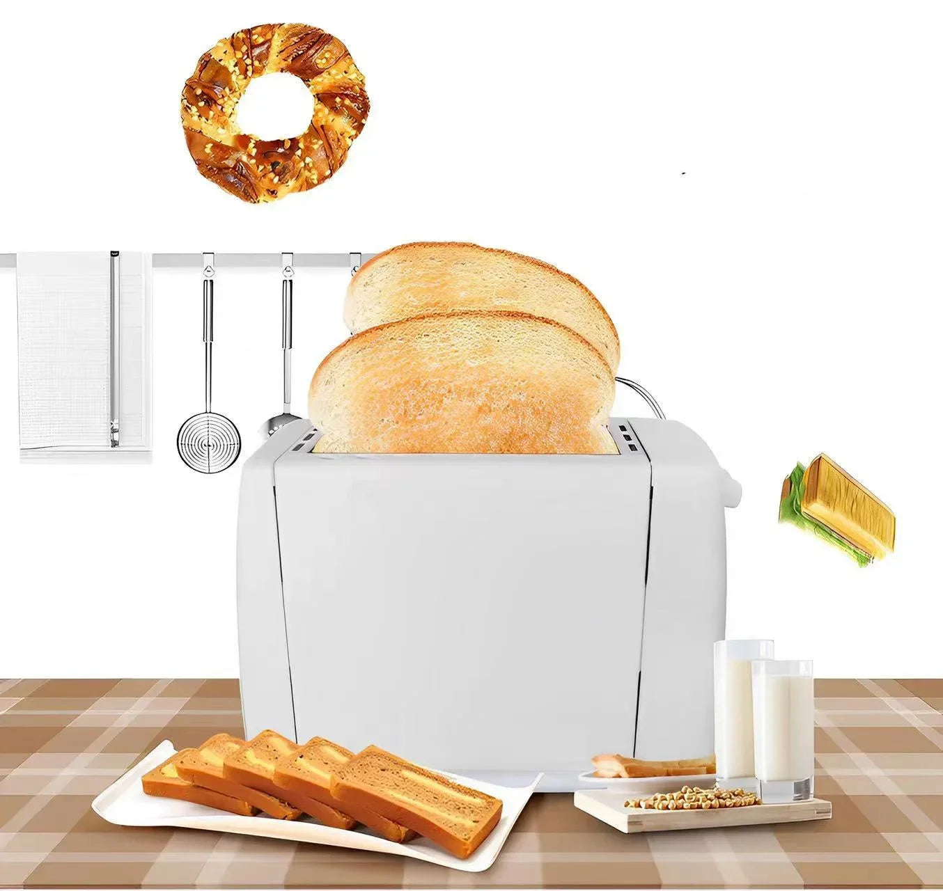Toaster 1PC Stainless Steel Toaster Oven Double Sided Bake Heated Toast Sandwich Home Automatic Breakfast Machine